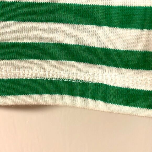 Oleg Cassini Sport green & white stripe 3/4 sleeve boat neck tee size Medium - Picture 7 of 8